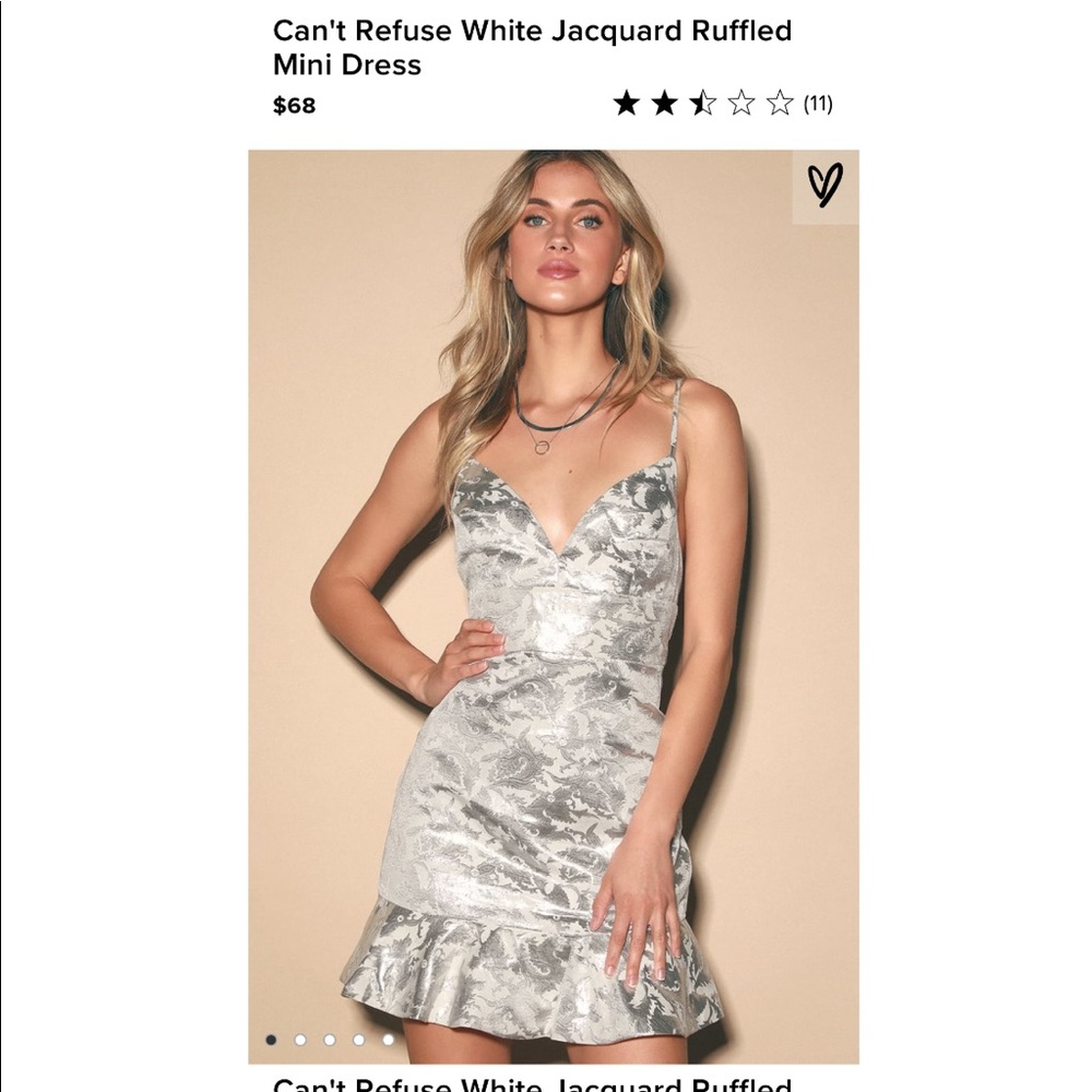 lulus silver/white mini dress